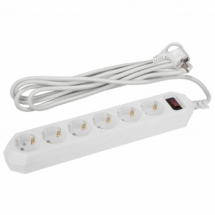 Сетевой фильтр ЭРА USF-6es-3m-W-Box Б0037262 цвет белый, мощность 2200 Вт