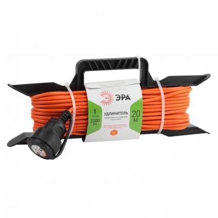 Удлинитель силовой ЭРА UFx-1-2x1.0-20m-IP44 Б0043040 цвет оранжевый