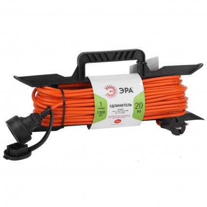 Удлинитель силовой ЭРА UFx-1-2x0.75-20m-IP44 Б0046821 цвет оранжевый, мощность 1300 Вт