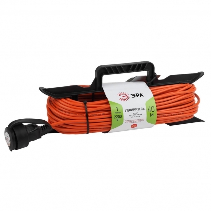 Удлинитель силовой ЭРА UFx-1-2x1.0-40m-IP44 Б0046824 цвет оранжевый, мощность 2200 Вт