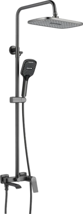 Душевая стойка Shevanik S4136T, оружейная сталь, цвет темный хром, штанга 152 см