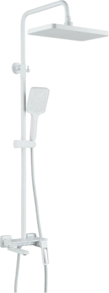 Душевая стойка Shevanik S6826C, белая, цвет белый, штанга 150 см, шланг металлический 150 см
