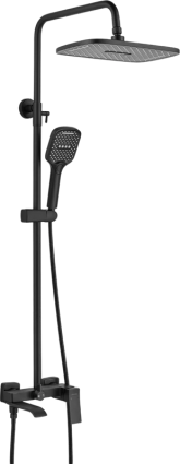 Душевая стойка Shevanik S4036H, черная, цвет черный, штанга 152 см, шланг металлический 150 см