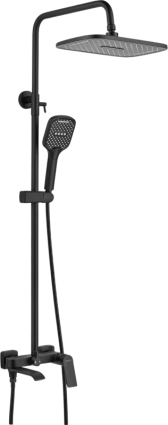 Душевая стойка Shevanik S4136H, черная, цвет черный, штанга 152 см, шланг металлический 150 см