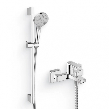 Душевой комплект Гарнитур Hansgrohe Vernis Blend 26279000 EcoSmart, хром + Смеситель Vernis Shape 71450000 хром в современном стиле