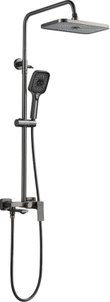 Душевая стойка Shevanik S9636T, оружейная сталь, цвет темный хром, штанга 133 см