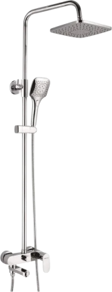 Душевая стойка Shevanik S8636, хром, штанга 152 см, шланг металлический 150 см