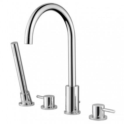 Смеситель на борт ванны Abber Wasser Kreis AF8113, хром, двухвентильный, длина излива 19 см