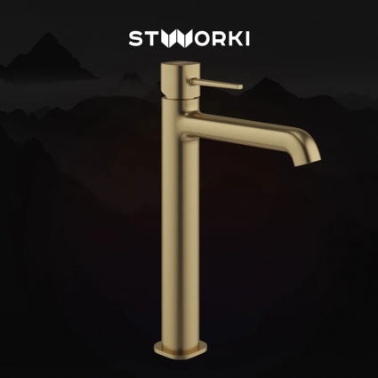 Смеситель для раковины STWORKI Эстерсунд S31020GM, матовое золото, однорычажный, длина излива 16.5 см