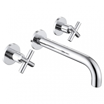 Смеситель для раковины Abber Wasser Kreis AF81121, С ВНУТРЕННЕЙ ЧАСТЬЮ, хром, двухвентильный, длина излива 20 см