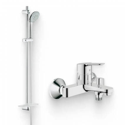 Душевой комплект Смеситель Grohe BauEdge 23334000 + Гарнитур Euphoria 110 Champagne 27227001 хром,  в современном стиле