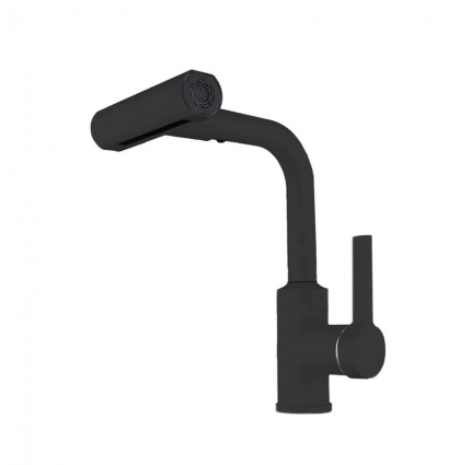 Смеситель для кухни с поворотной лейкой RUSH Tinos (TI3732-17Black), однорычажный, черный