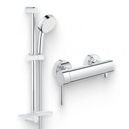 Душевой комплект Смеситель для душа Grohe Essence New 33636001 + Гарнитур Tempesta Cosmopolitan 26083002 хром, штанга 12.7 см