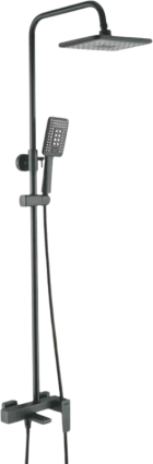 Душевая стойка Shevanik S8936H, черная, цвет черный, штанга 132 см, шланг металлический 150 см