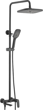 Душевая стойка Shevanik S8536H, черная, цвет черный, штанга 145 см, шланг металлический 150 см