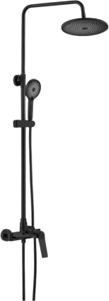 Душевая стойка Shevanik S8436H, черная, цвет черный, штанга 142 см, шланг металлический 150 см