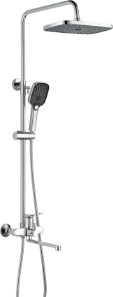 Душевая стойка Shevanik S6236, хром, штанга 148 см, шланг металлический 150 см