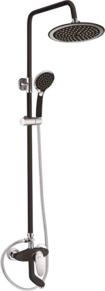 Душевая стойка Shevanik S9836H, черный, хром, штанга 135 см, шланг металлический 150 см