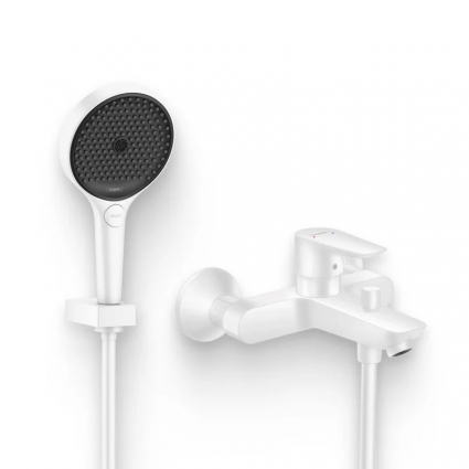 Душевой комплект Смеситель Hansgrohe Talis E 71740700 + Гарнитур Rainfinity 26851700 матовый белый в современном стиле