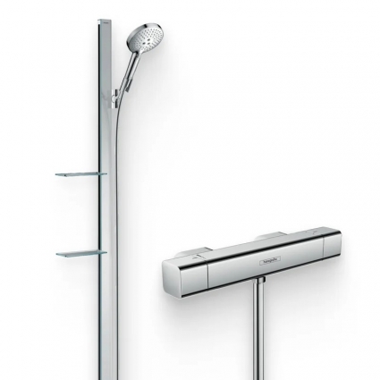 Душевой комплект Термостат Hansgrohe Ecostat E 15773000 для душа + Гарнитур Raindance Select S 27646000 хром штанга 6.3 см,  в современном стиле