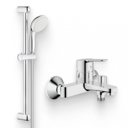 Душевой комплект Смеситель Grohe BauEdge 23334000 + Гарнитур Tempesta New 27924001 хром,  в современном стиле