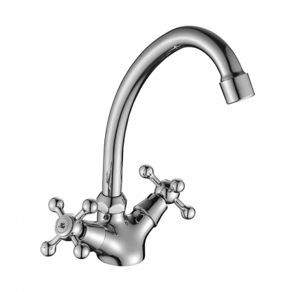 Смеситель для кухни Decoroom DR54 DR54028, хром, двухвентильный, длина излива 13.4 см