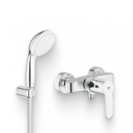 Душевой комплект Смеситель для душа Grohe Eurostyle Cosmopolitan 33590002 + Гарнитур Tempesta New 2780310E хром, штанга 15 см