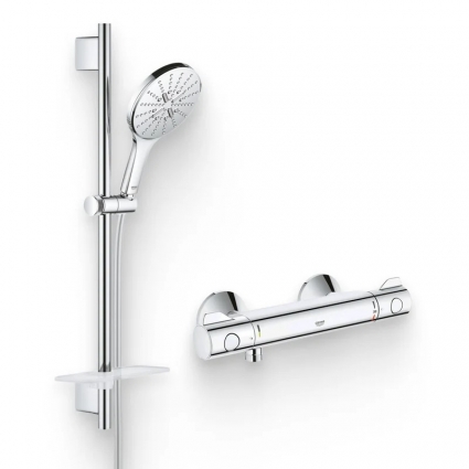 Душевой комплект Термостат Grohe Grohtherm 800 34558000 для душа + Гарнитур Rainshower SmartActive 26591000 хром, штанга 7 см