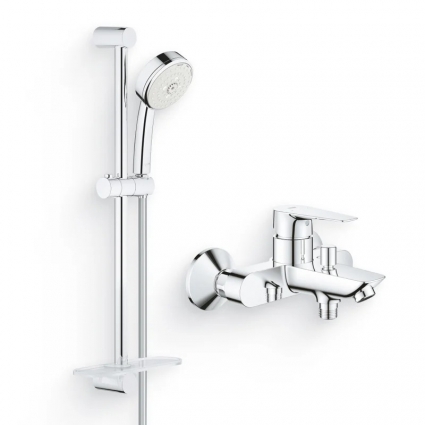 Душевой комплект Гарнитур Grohe New Tempesta Cosmopolitan 27929002 + Смеситель BauEdge 23604001 хром,  в современном стиле