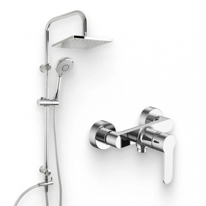 Душевой комплект Смеситель для душа Aquanet Passion AF300-30С хром + Стойка S штанга 12.8 см,  в современном стиле