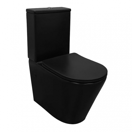 Унитаз-компакт напольный Azario Black Queen AZ-8380, матовый черный, 37x60.5 см
