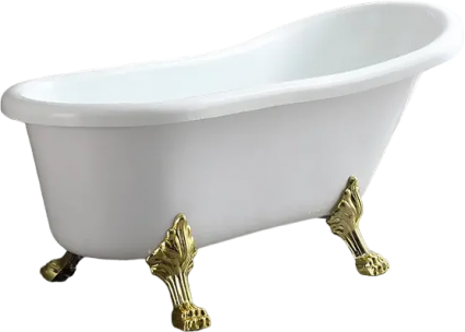 Акриловая ванна Cerutti Spa Classic 150G 155x75 см, отдельностоящая, белая, овальная, на ножках, со сливом-переливом, фурнитура золото, объем 260 л., с антискользящим покрытием