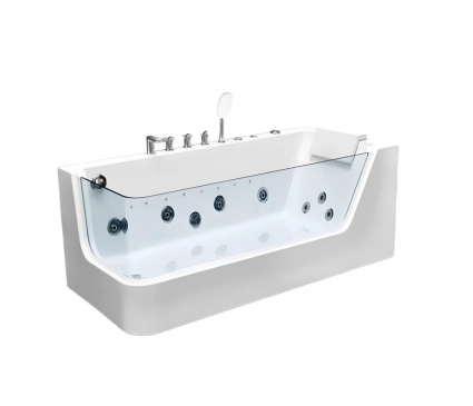 Акриловая ванна Cerutti Spa C 494-17R 170x80 см, правая, пристенная, с гидромассажем, белая, с каркасом, со смесителем, со сливом-переливом, с подсветкой, с донным клапаном, с подголовником, прямоугольная, объем 260 л.