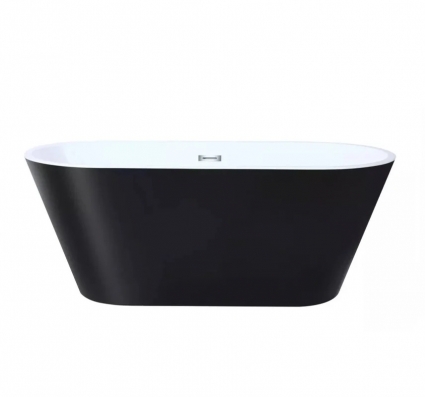 Акриловая ванна Cerutti Spa Resia 170IIGMB 170x75 см, отдельностоящая, матовая черная, глянцевая белая, овальная, с каркасом, с донным клапаном, объем 280 л., с антискользящим покрытием