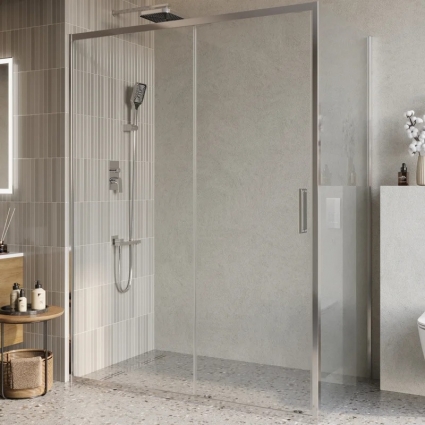 Душевой уголок BelBagno Luce AH-1-150/90-C-Cr, профиль хром, стекло прозрачное, прямоугольный, двери раздвижные