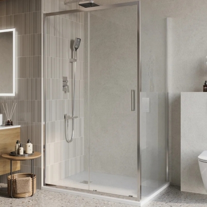 Душевой уголок BelBagno Luce AH-1-120/90-C-Cr, профиль хром, стекло прозрачное, прямоугольный, двери раздвижные