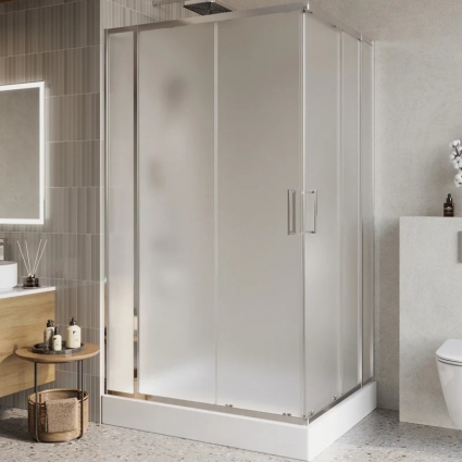 Душевой уголок BelBagno Luce AH-22-120/100-P-Cr, профиль хром, стекло рифленое, прямоугольный, двери раздвижные