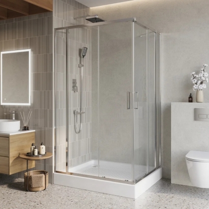 Душевой уголок BelBagno Luce AH-22-110/105-C-Cr, профиль хром, стекло прозрачное, прямоугольный, двери раздвижные
