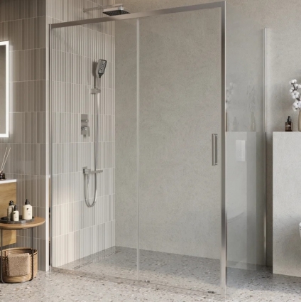 Душевой уголок BelBagno Luce AH-1-150/100-C-Cr, профиль хром, стекло прозрачное, прямоугольный, двери раздвижные
