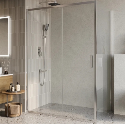 Душевой уголок BelBagno Luce AH-1-140/90-C-Cr, профиль хром, стекло прозрачное, прямоугольный, двери раздвижные