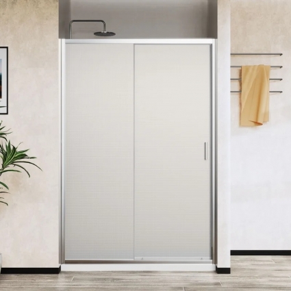 Душевая дверь в нишу Vincea City VDS-5CT130MT, 130 см, профиль хром, стекло текстурное, раздвижная