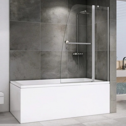 Шторка на ванну Abber Ewiges Wasser AG50100, 100x140, профиль хром, стекло прозрачное в современном стиле