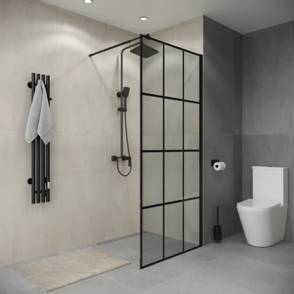 Душевая перегородка Niagara Eco NG-552-70 BLACK, 70х190, профиль черный, стекло прозрачное в современном стиле