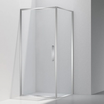 Душевой уголок Vincea Slim VSR-4SLP9090CL, 90х90 см, профиль глянцевый хром, стекло прозрачное, квадратный, двери распашные