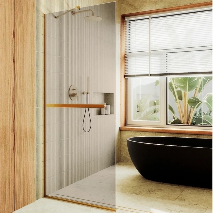 Душевая перегородка Maybahglass MGD-714-2у, 119 см, профиль бронза, стекло прозрачное в современном стиле