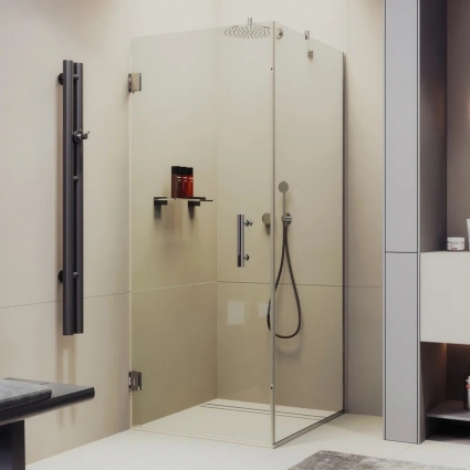 Душевой уголок Maybahglass MGY-1303-4 90х90 см, профиль глянцевый хром, стекло прозрачное, квадратный, двери распашные