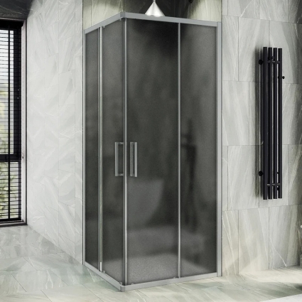 Душевой уголок Maybahglass MGY-1331-5, 100х100 см, профиль матовый хром, стекло графит матовый, квадратный, двери раздвижные