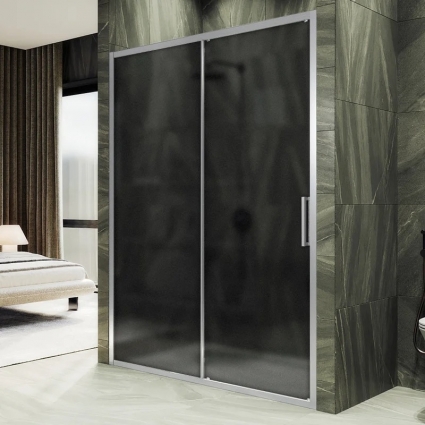 Душевая дверь в нишу Maybahglass MGD-1635-5, 140 см, профиль матовый хром, стекло графит матовый, раздвижная