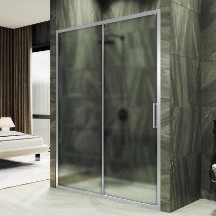 Душевая дверь в нишу Maybahglass MGD-1279-5, 100 см, профиль матовый хром, стекло сатин, раздвижная