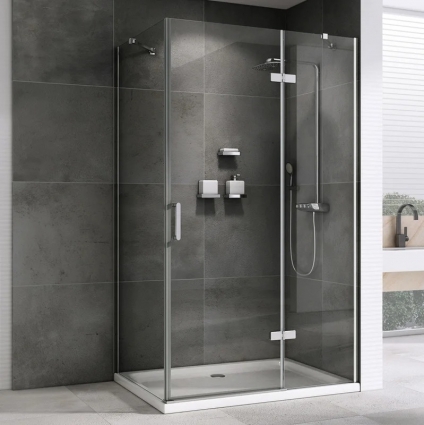 Душевой уголок Abber Zart AG08090-S91 90х90, профиль хром, стекло прозрачное, прямоугольный, двери распашные
